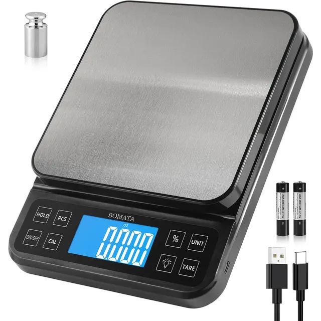 BOMATA Large Kitchen Scale 5 kg / 0.1 g with % Function – Black