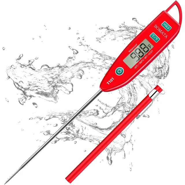 BOMATA T101 Waterproof Instant-Read Thermometer – Red