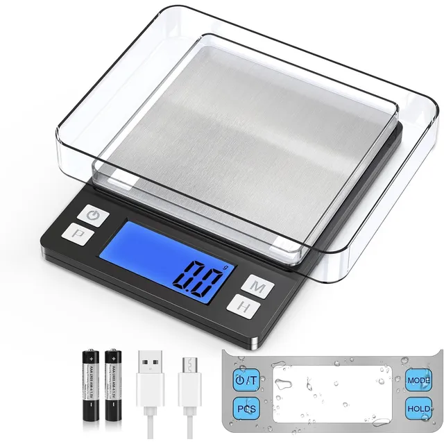 BOMATA Small Food Scale 3 kg / 0.1 g – Black, rechargeable