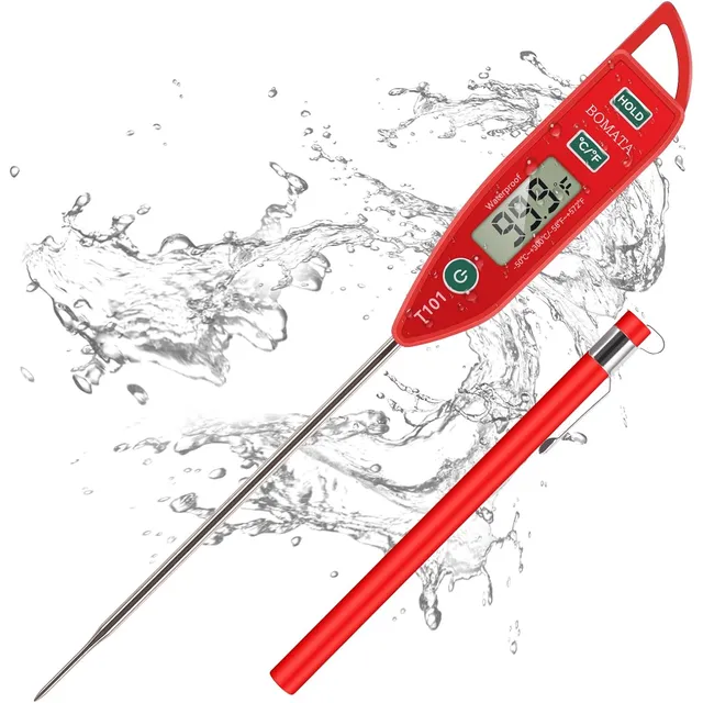 BOMATA T101 Waterproof Instant-Read Thermometer – Red