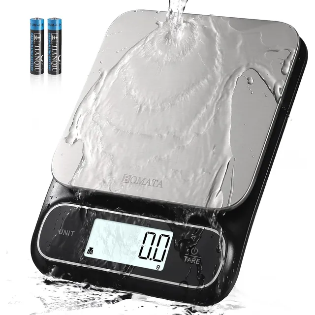 BOMATA Waterproof IPX6 Kitchen Scale 5 kg / 0.1 g – Black
