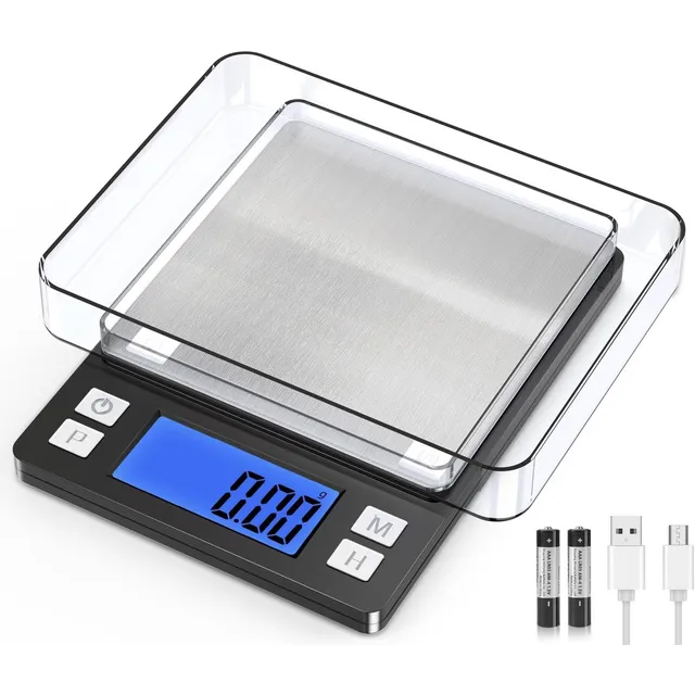 BOMATA Digital Gram Scale 1 kg / 0.01 g – Black, rechargeable