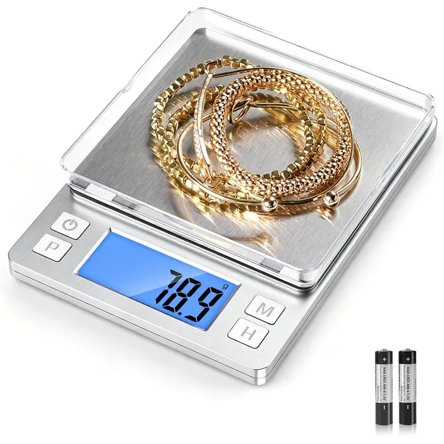 BOMATA Small Food Scale 3 kg / 0.1 g – Silver, AAA batteries