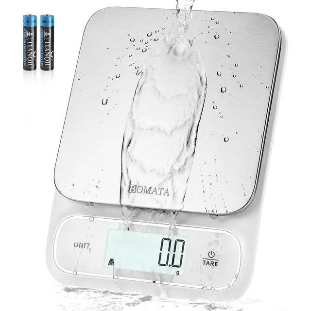 BOMATA Waterproof IPX6 Kitchen Scale 5 kg / 0.1 g – White