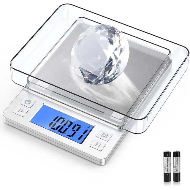 BOMATA Digital Gram Scale 1 kg / 0.01 g – Silver, AAA batteries
