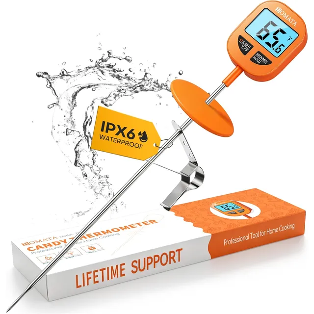 BOMATA T801 Digital Thermometer with Pot Clip, IPX6 – 10-inch probe